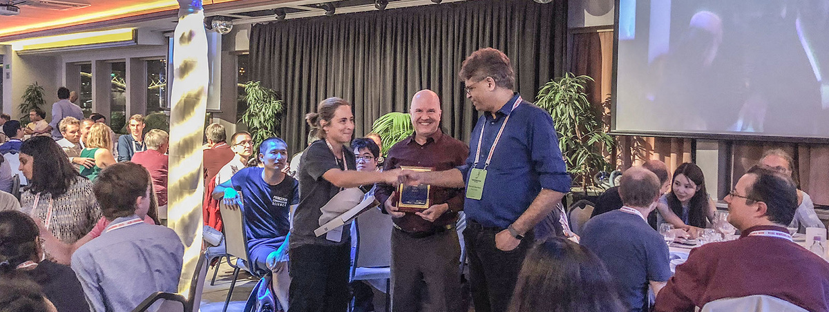Bruce Maggs and Ramesh Sitaraman receive the ACM SIGCOMM Networking Systems Award at SIGCOMM 2018.